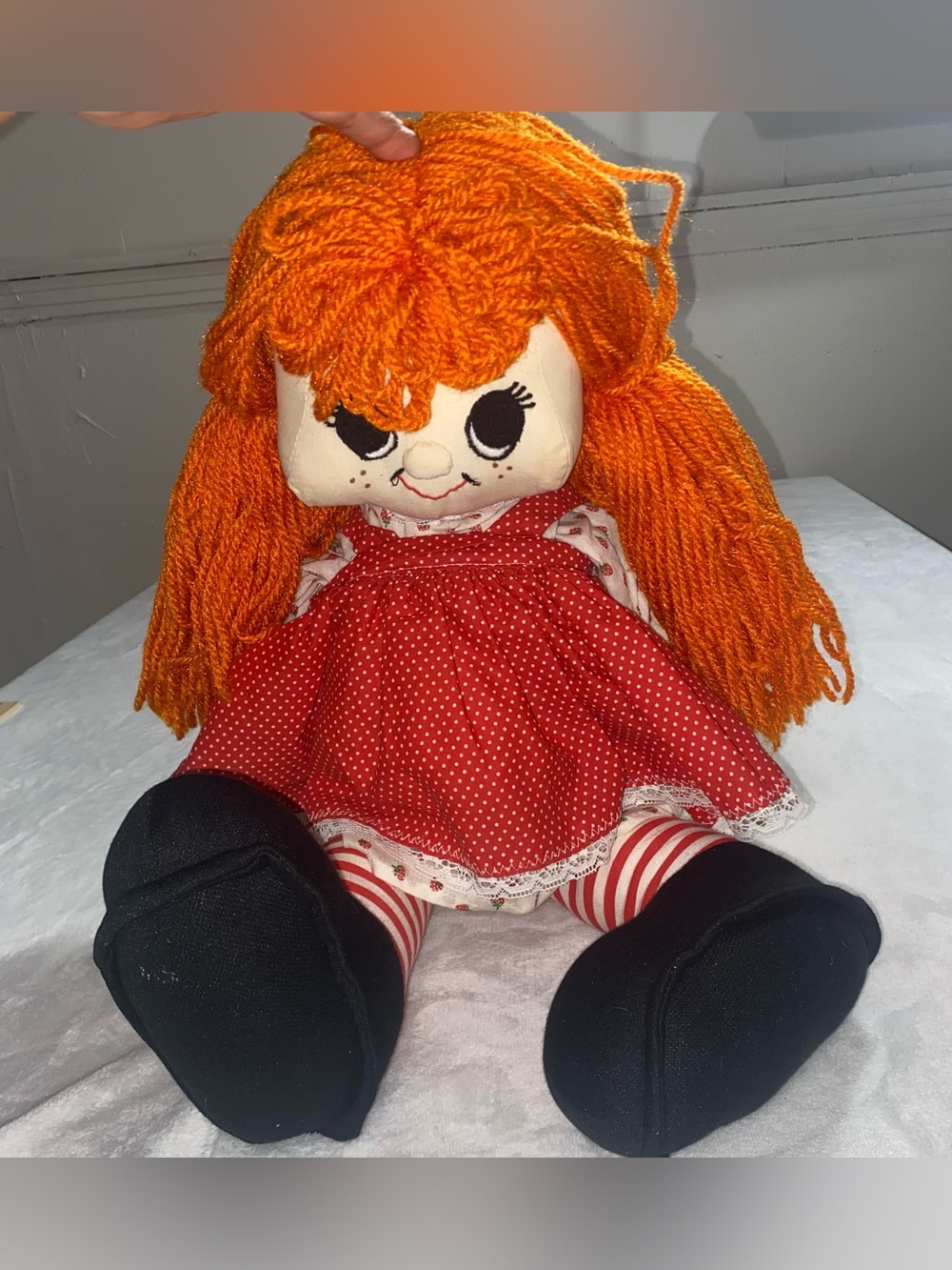 Homemade 24” Red Head Rag Doll Vintage
